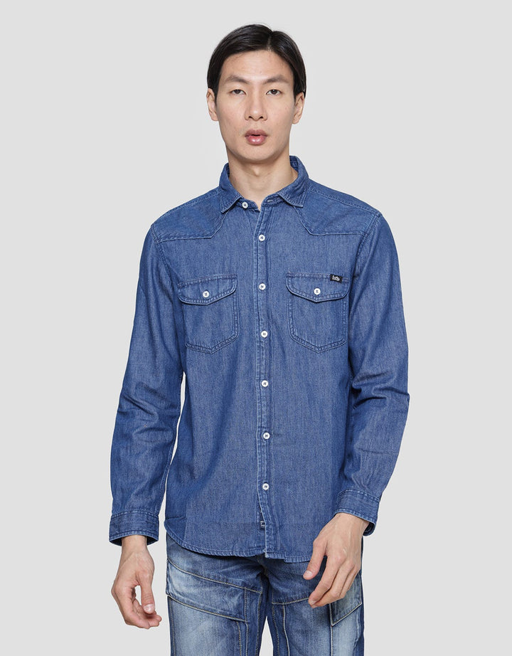 Lois Double Chest Pocket Kemeja Lengan Panjang Pria