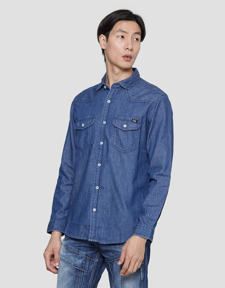 Lois Double Chest Pocket Kemeja Lengan Panjang Pria