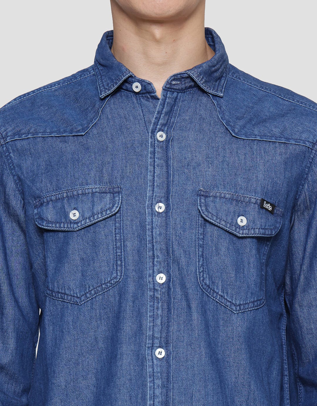 Lois Double Chest Pocket Kemeja Lengan Panjang Pria