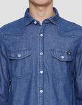 Lois Double Chest Pocket Kemeja Lengan Panjang Pria