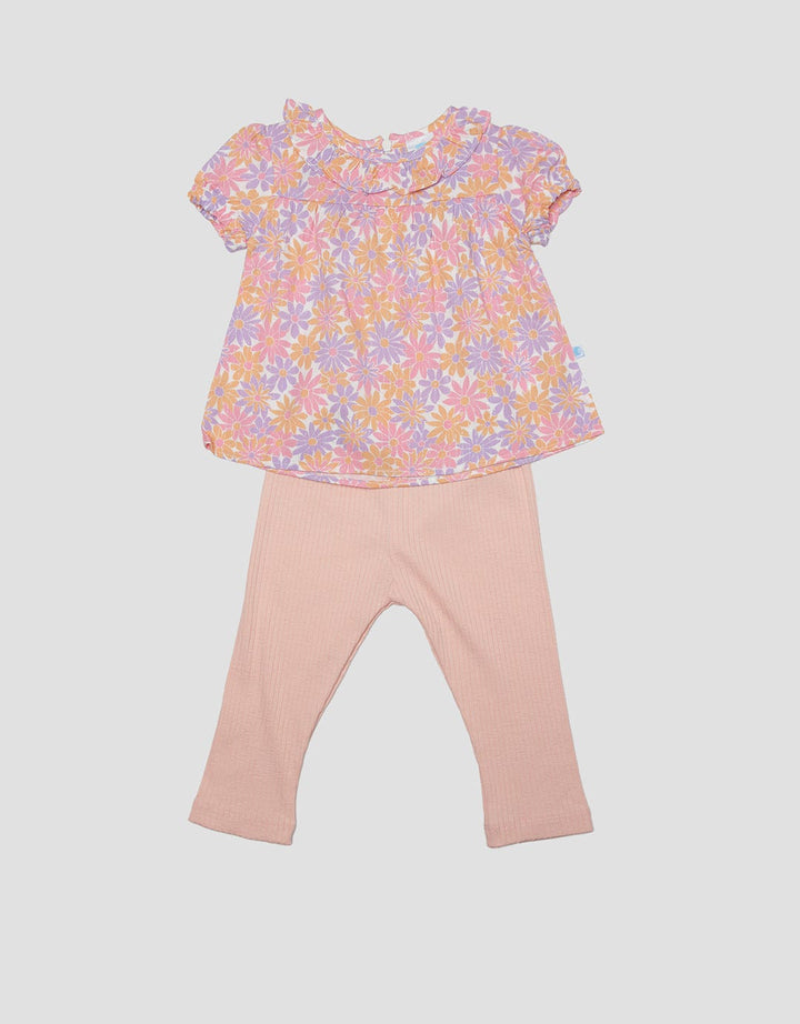 Pipiniko Smock Flower Set Pakaian Anak Perempuan