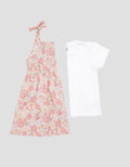 Pipiniko 2 Pcs Fp Flower Midi Dress Short Sleeve Girls