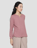 Connexion V Neck Waffle Kaos Lengan Panjang Wanita