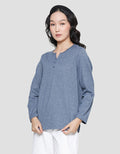Connexion Siro Button Kaos Lengan Panjang Wanita