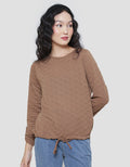 Connexion Drawstring Texture Kaos Lengan Panjang Wanita