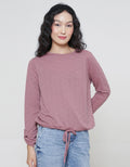 Connexion Drawstring Texture Kaos Lengan Panjang Wanita