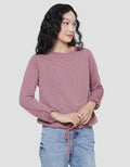 Connexion Drawstring Texture Kaos Lengan Panjang Wanita