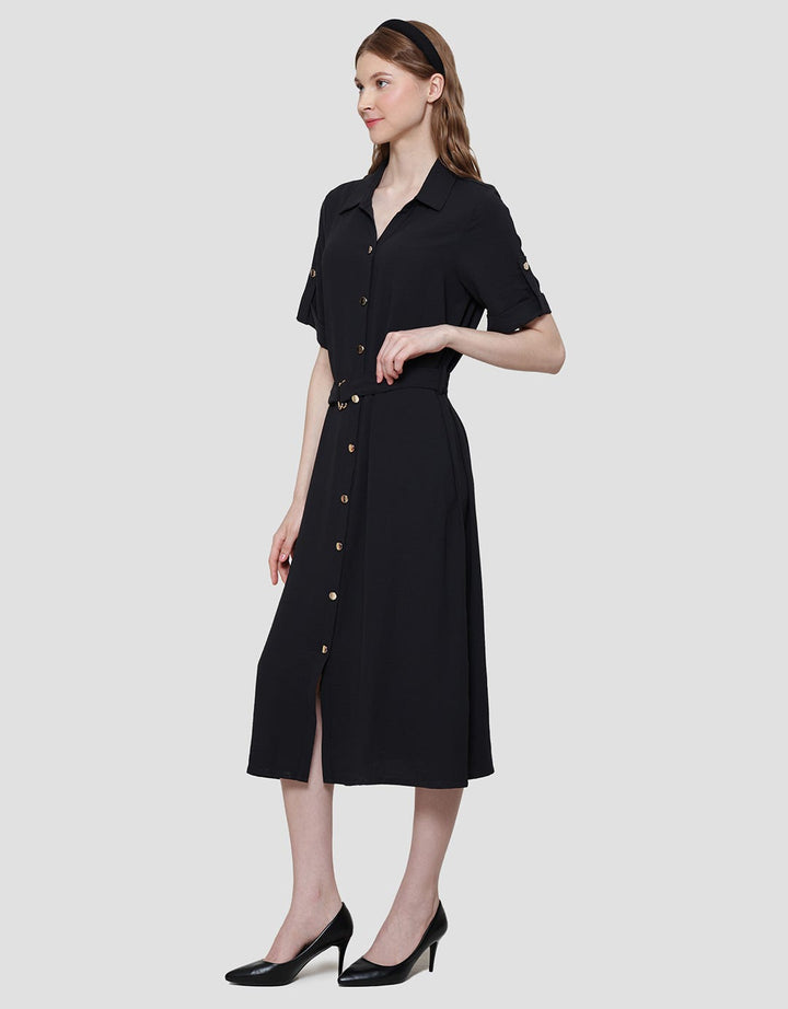Connexion Gold Button Maxi Dress Wanita