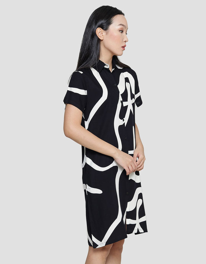 Nevada Nontera Midi Dress Lengan Pendek Wanita