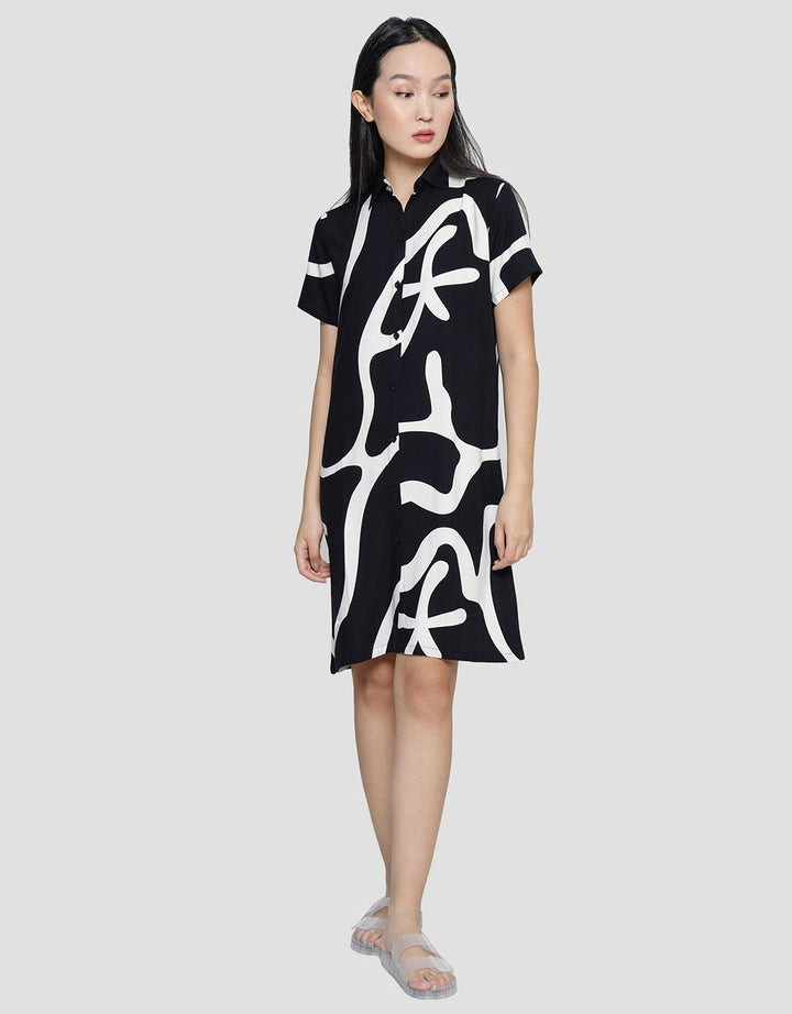 Nevada Nontera Midi Dress Lengan Pendek Wanita