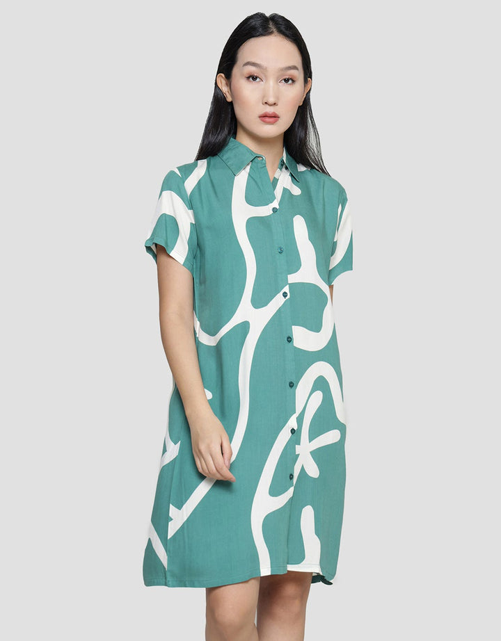 Nevada Nontera Midi Dress Lengan Pendek Wanita