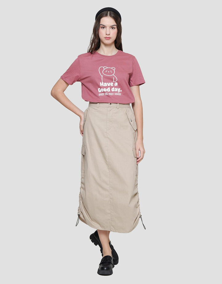 Nevada Woven Cargo Serut Rok Midi Wanita
