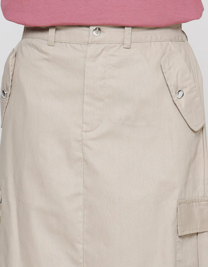 Nevada Woven Cargo Serut Rok Midi Wanita