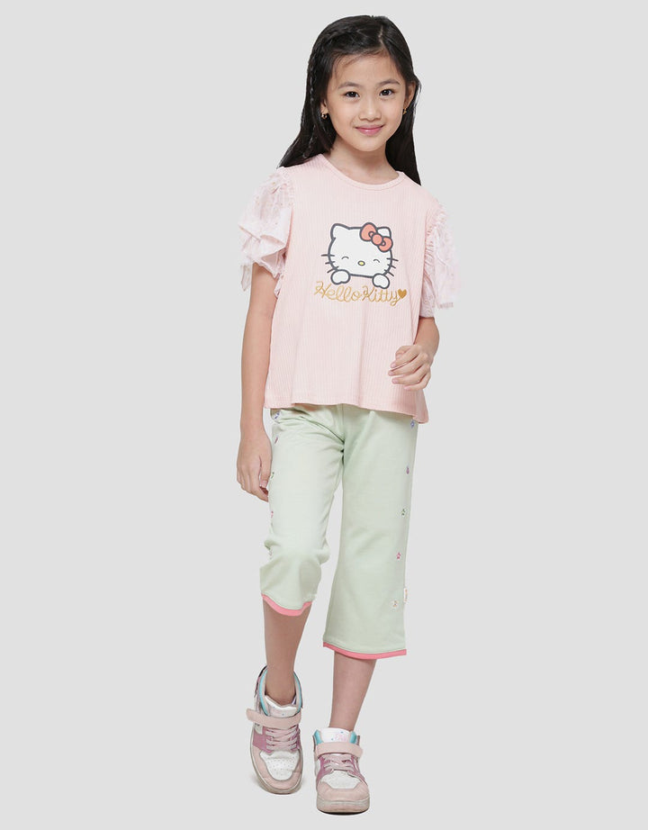 Character Hello Kitty Ruffle Tulle Kaos Anak Perempuan