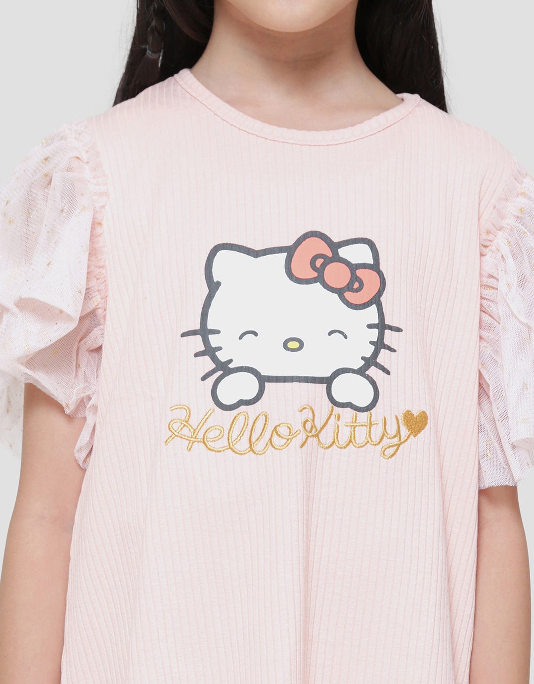 Character Hello Kitty Ruffle Tulle Kaos Anak Perempuan