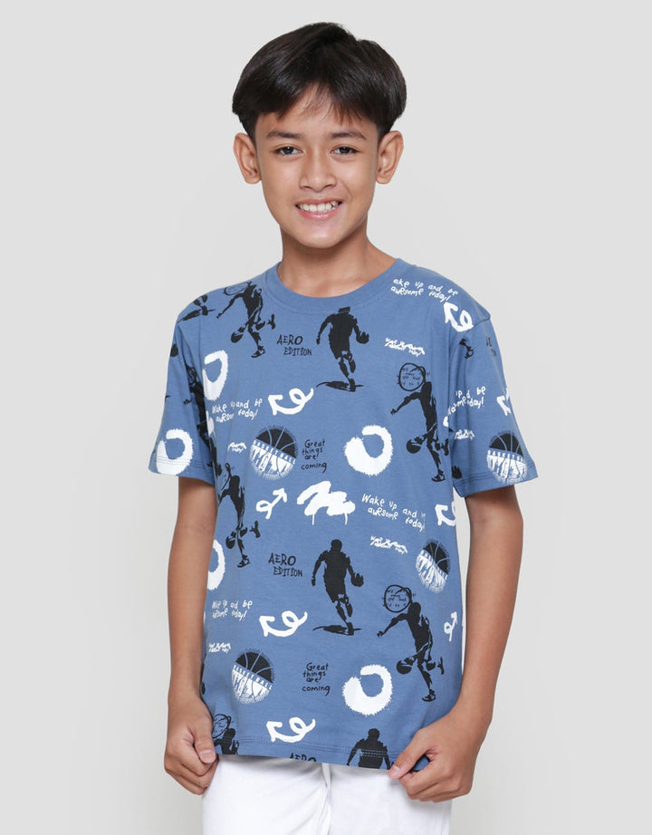 Aero Basket Ball Print Kaos Anak Laki-laki
