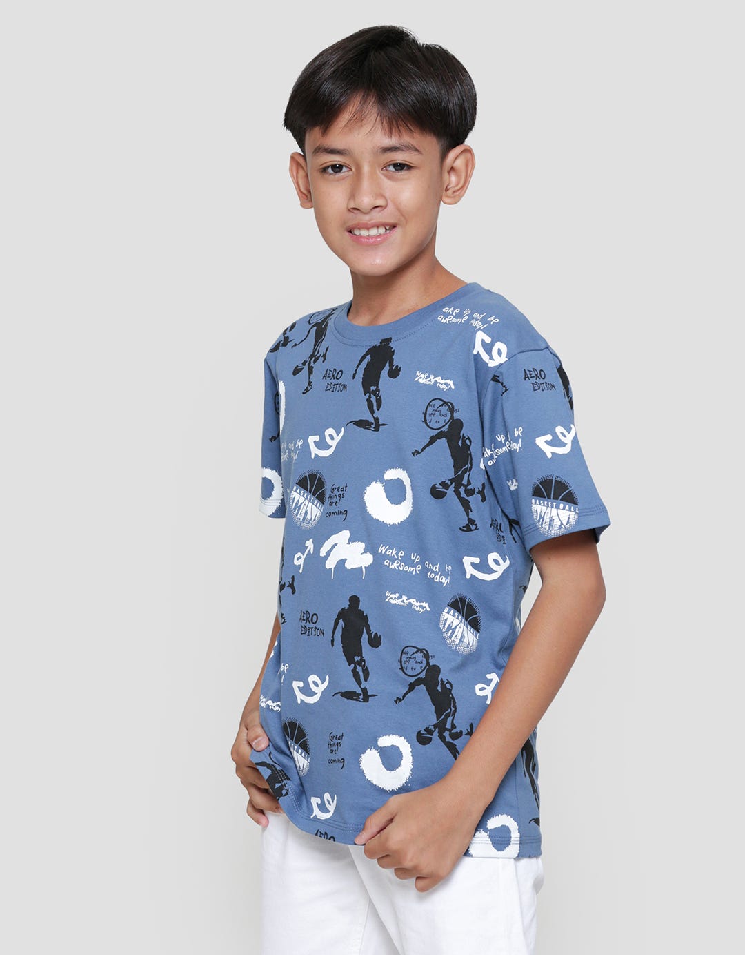 Aero Basket Ball Print Kaos Anak Laki-laki