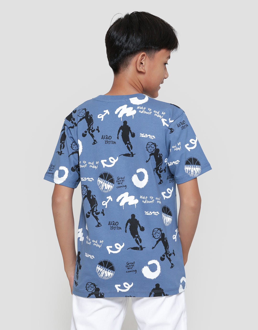 Aero Basket Ball Print Kaos Anak Laki-laki