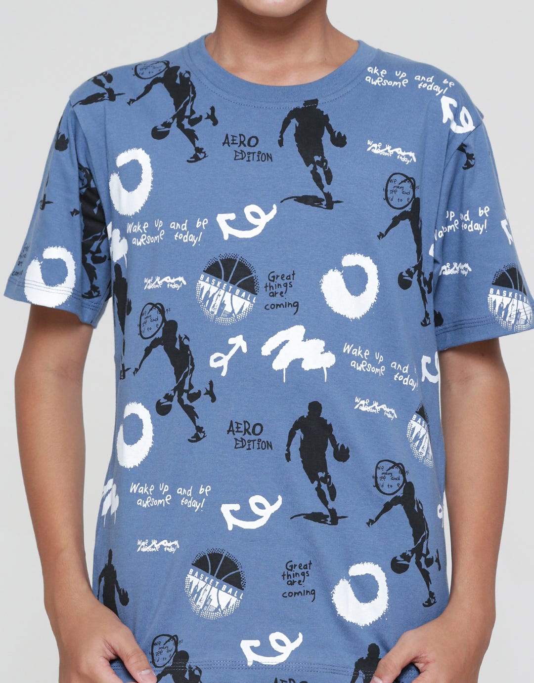 Aero Basket Ball Print Kaos Anak Laki-laki