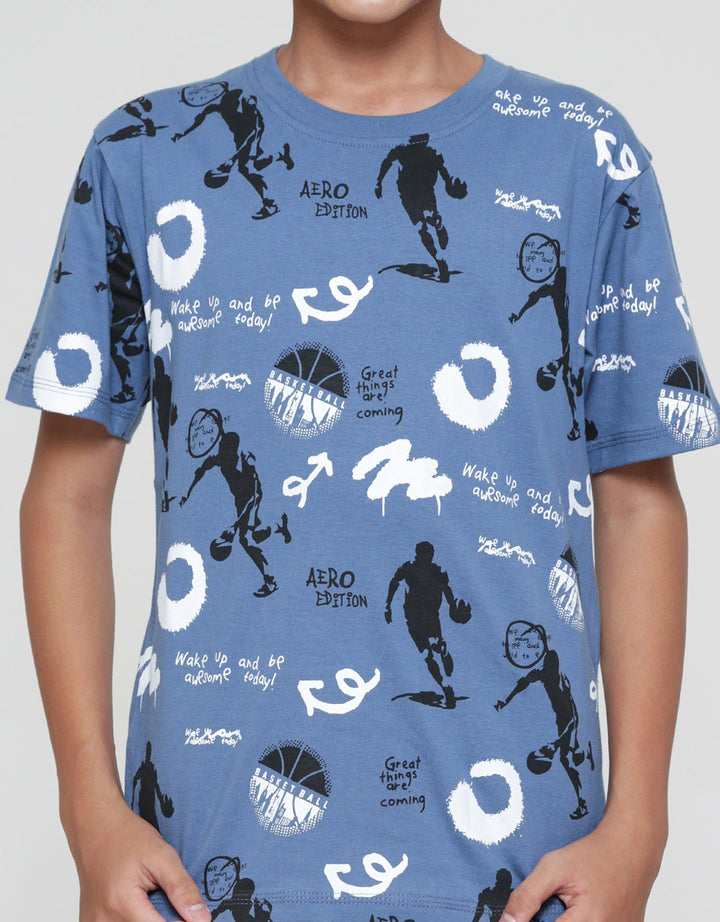 Aero Basket Ball Print Kaos Anak Laki-laki