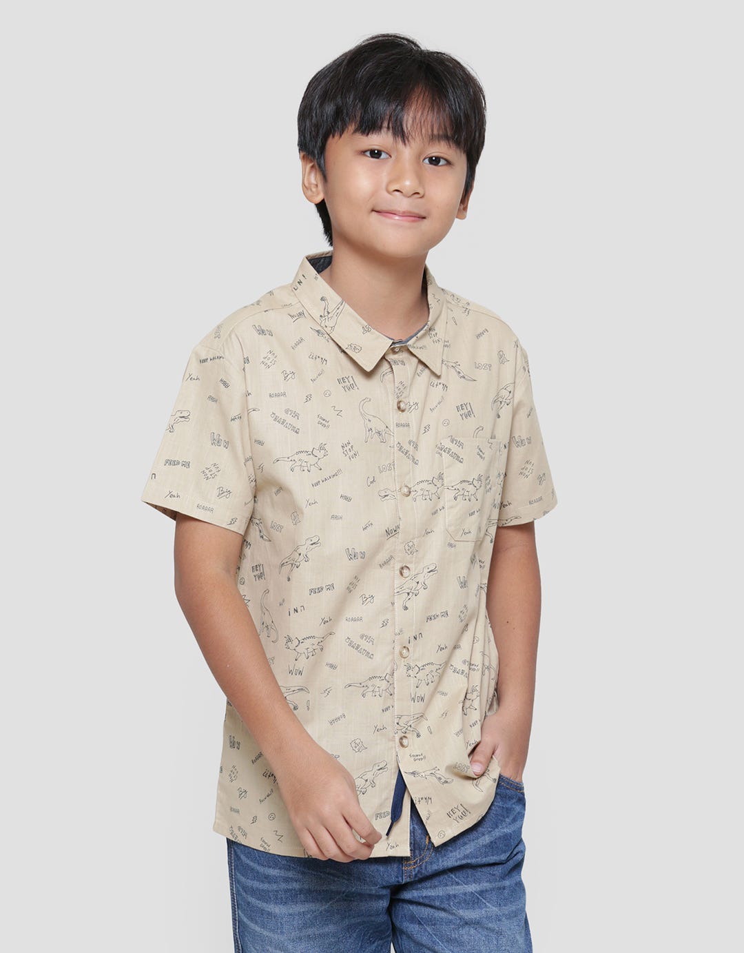 Aero Dino Roarr Kemeja Lengan Pendek Anak Laki-Laki