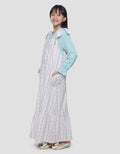 Sweet Miss Design Overall Kotak-Kotak Maxi Dress Lengan Panjang Anak Perempuan