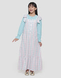 Sweet Miss Design Overall Kotak-Kotak Maxi Dress Lengan Panjang Anak Perempuan