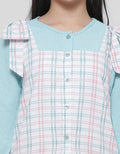 Sweet Miss Design Overall Kotak-Kotak Maxi Dress Lengan Panjang Anak Perempuan