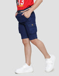Little M Crop Terry Solid Cargo Boys Denim Shorts