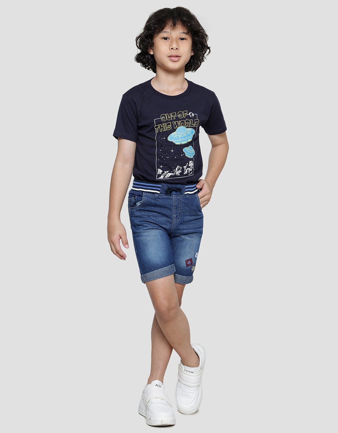 Little M Crop Monster Boys Denim Pants