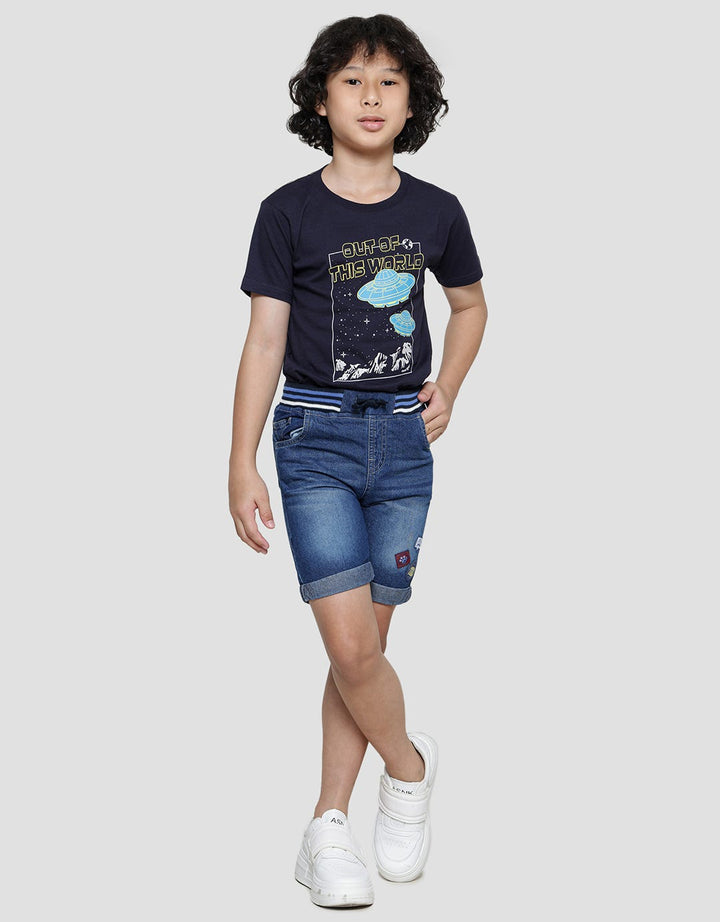 Little M Crop Monster Boys Denim Pants