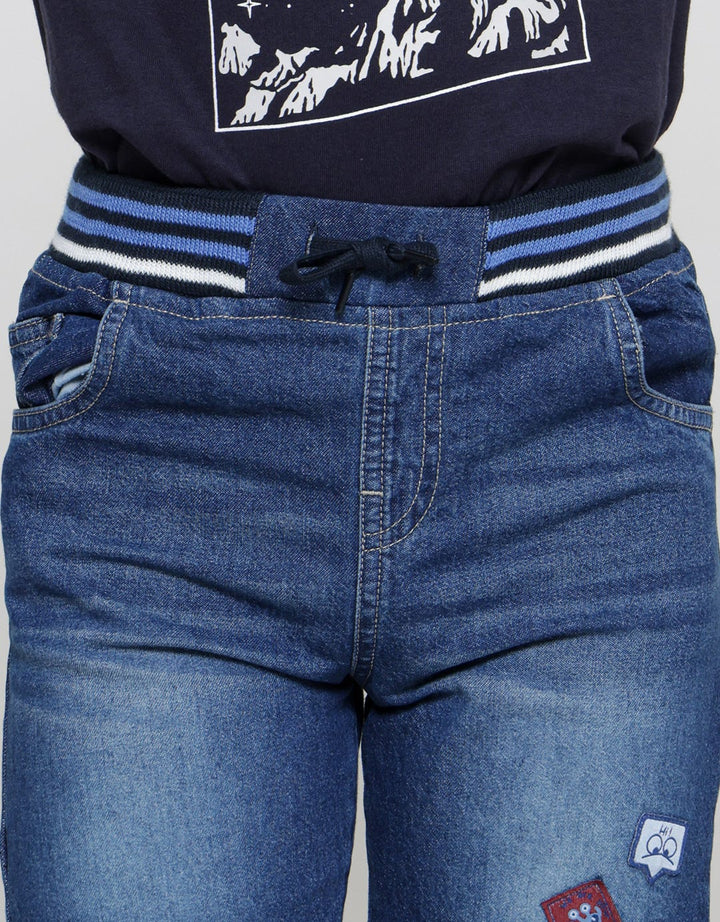 Little M Crop Monster Boys Denim Pants