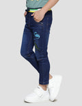 Little M Reguler Rib Bordir Dino Stretch Celana Denim Anak Laki-laki