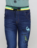 Little M Reguler Rib Bordir Dino Stretch Celana Denim Anak Laki-laki
