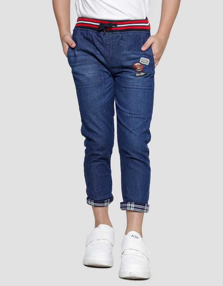 Little M Regular Rib Non St Leg Combination Boys Denim Pants
