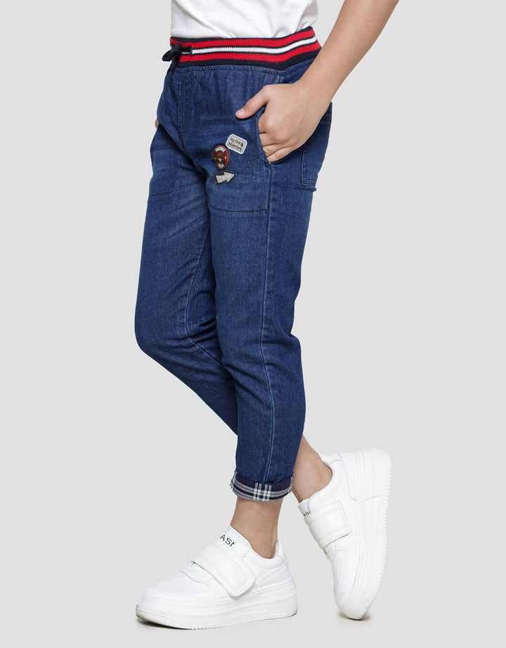 Little M Regular Rib Non St Leg Combination Boys Denim Pants