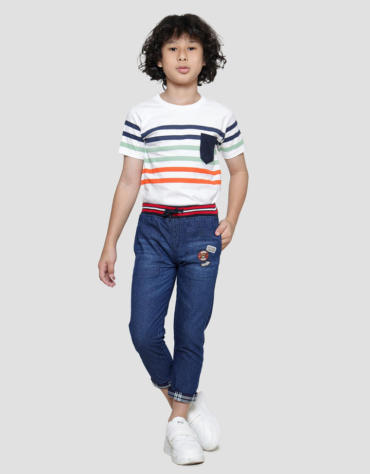 Little M Regular Rib Non St Leg Combination Boys Denim Pants