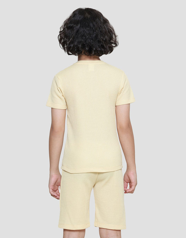 Little M Casual Henley Texture Pakaian Set Anak Laki-laki