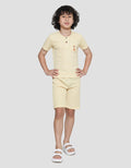 Little M Casual Henley Texture Pakaian Set Anak Laki-laki