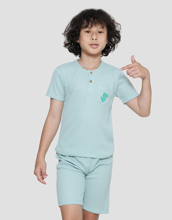Little M Henley Texture Boys Clothing Set