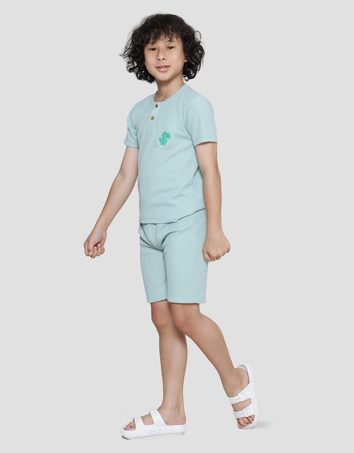 Little M Henley Texture Boys Clothing Set