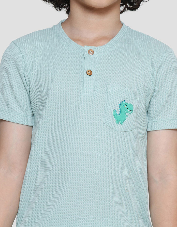 Little M Henley Texture Boys Clothing Set