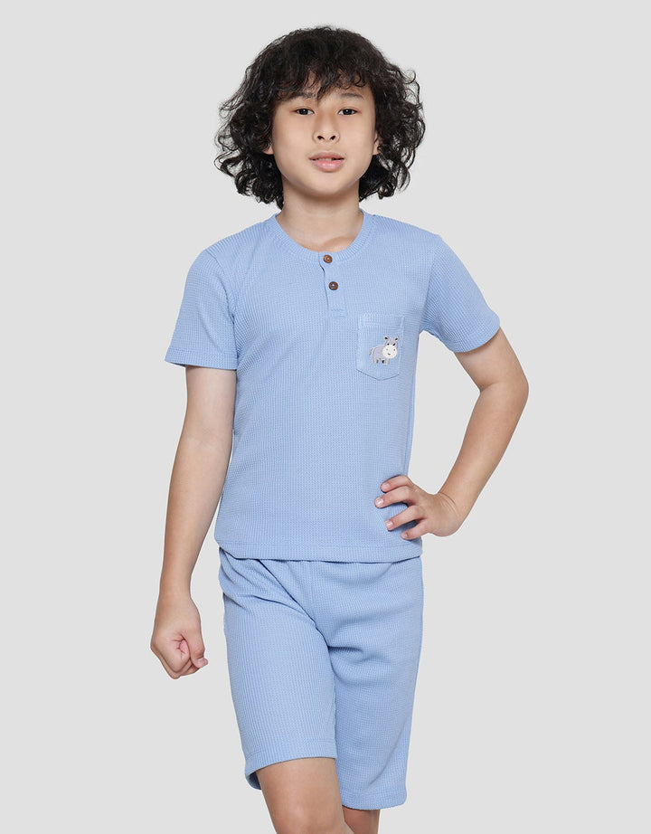 Little M Simply Henley Texture Pakaian Set Anak Laki-laki