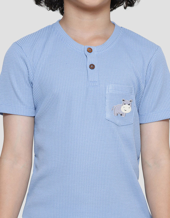 Little M Simply Henley Texture Pakaian Set Anak Laki-laki