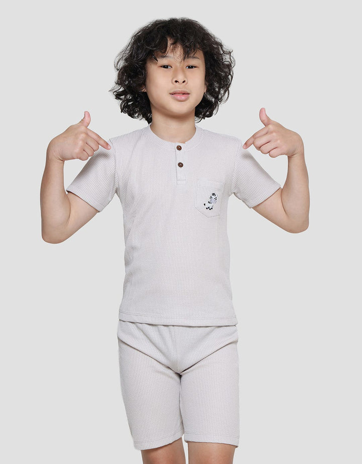 Little M Basic Henley Texture Boys Clothing Set