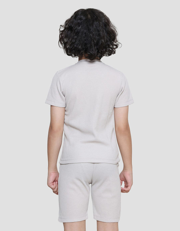 Little M Basic Henley Texture Boys Clothing Set