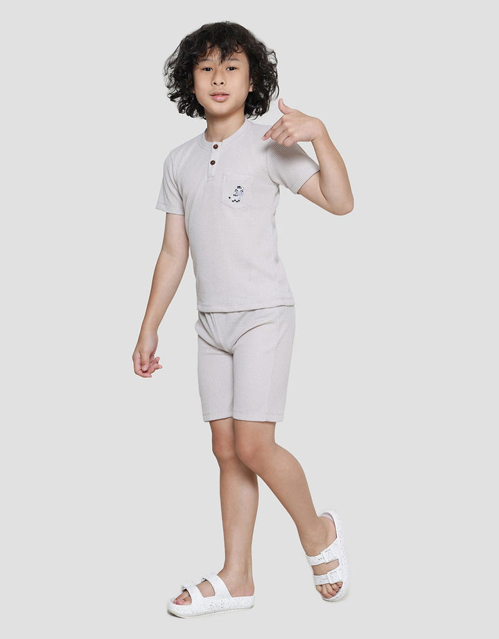 Little M Basic Henley Texture Boys Clothing Set