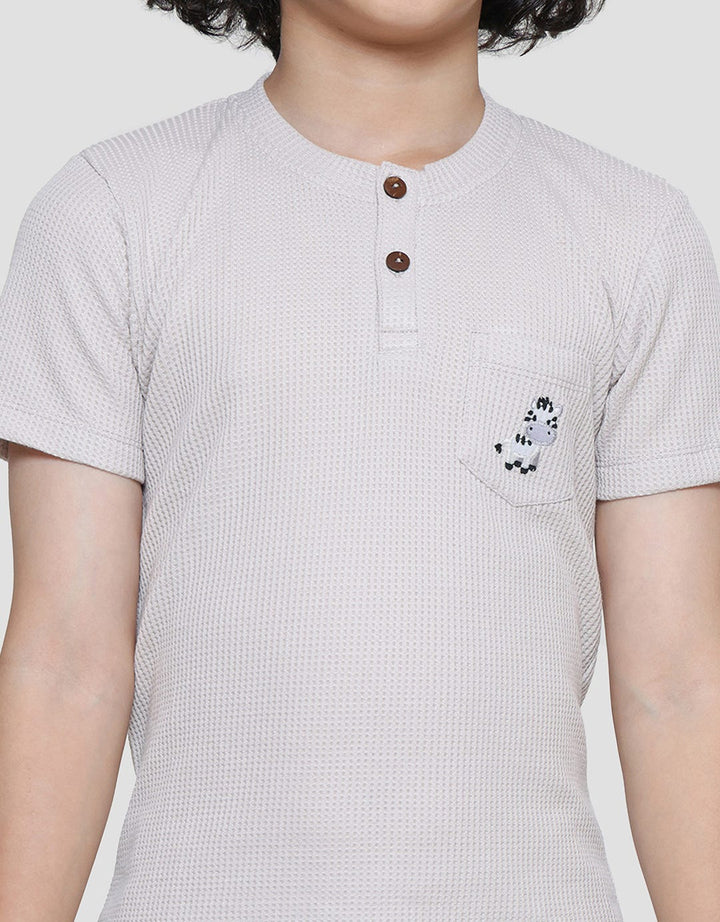 Little M Basic Henley Texture Boys Clothing Set