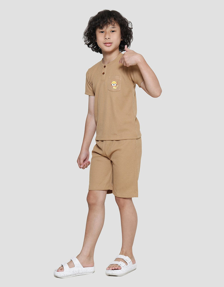 Little M Henley Texture Pocket Boys Clothing Set