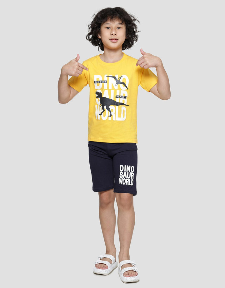 Little M Dino Print Baju Setelan Anak Laki-laki